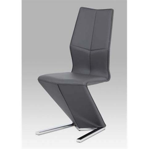 Jídelní židle HC-788 GREY (šedá ekokůže, chrom) - Rafni