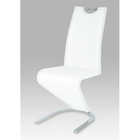 Jídelní židle HC-790 WT1 (koženka bílá / chrom) - Rafni