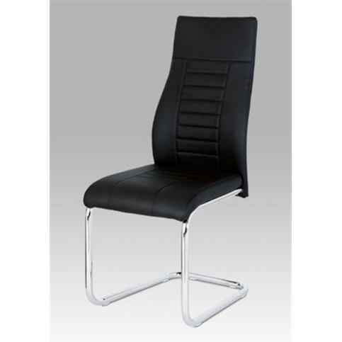 Jídelní židle HC-955 BK (černá koženka / chrom) - Rafni