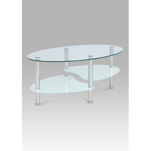 Konferenční stolek GCT-301 MIL1 (čiré sklo / mléčné sklo / leštěný nerez) - Rafni
