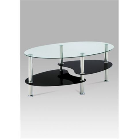 Konferenční stolek GCT-302 GBK1 (čiré sklo / černé sklo / leštěný nerez) - Rafni