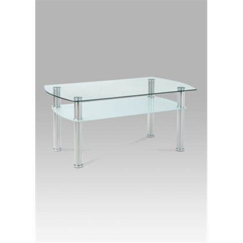 Konferenční stolek GCT-303 CLR1 (čiré sklo / mléčné sklo / leštěný nerez) - Rafni