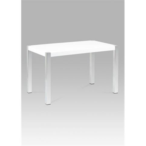 Jídelní stůl AT-2086 WT (vysoký lesk bílý / chrom) - Rafni