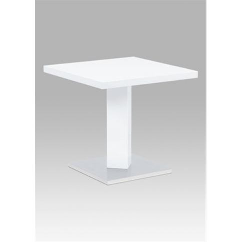 Jídelní stůl AT-4001 WT (MDF bílý vysoký lesk, podstavec chrom) - Rafni