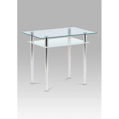 Jídelní stůl GDT-111 CLR (čiré / mléčné / temperované sklo a chrom) - Rafni