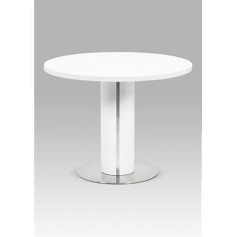 Jídelní stůl HT-650 WT (MDF matně bílá, broušený nerez) - Rafni