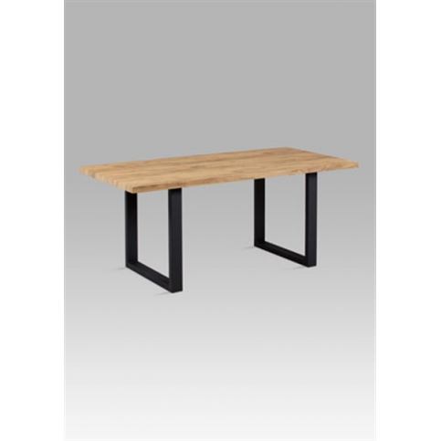Jídelní stůl HT-660 OAK (3D dekor dub / černý kov) - Rafni