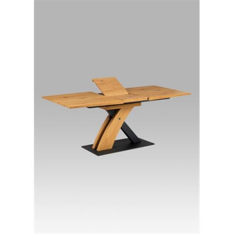 Jídelní stůl HT-701 OAK (divoký dub MDF, matný černý kov) - Rafni