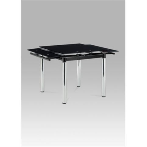 Jídelní stůl rozkládací AT-1880 BK (černé sklo / chrom) - Rafni