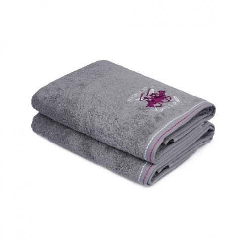 Sada 2 šedých bavlněných ručníků do koupelny, 140 x 70 cm - Bonami.cz