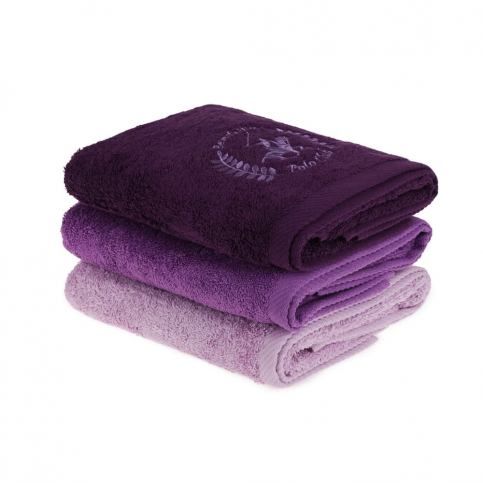 Sada 3 fialových ručníků na ruce, 90 x 50 cm - Bonami.cz
