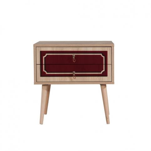 Noční stolek se 2 zásuvkami Two Red Classic, 40 x 60 cm - Bonami.cz