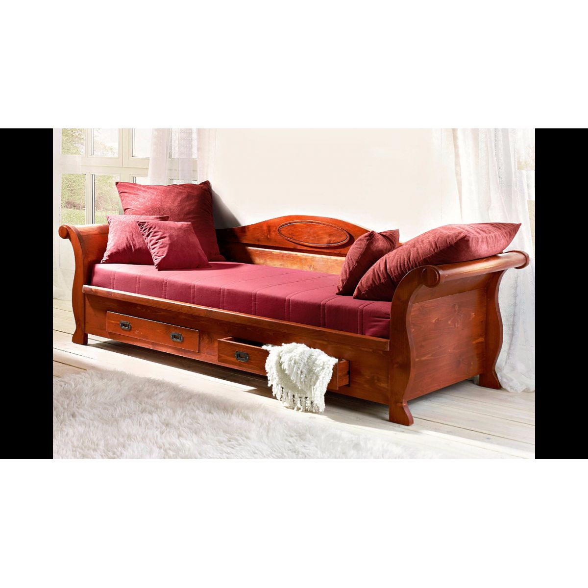 Polstrovaná sofa 220x80x78 z indického masivu palisandr Super natural - Lakšmi - Indický Nábytek.cz