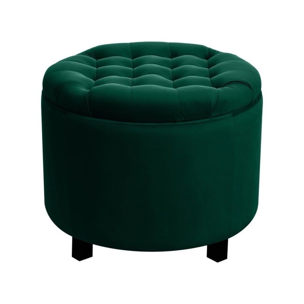 Tmavě zelený puf s úložným prostorem JohnsonStyle Estrid French Velvet, ⌀ 52 cm - Bonami.cz