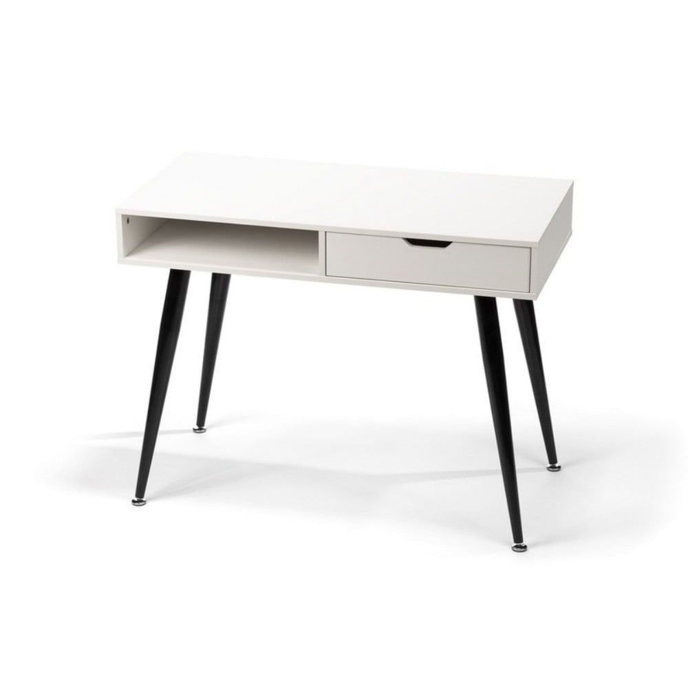 Bílý psací stůl s černým kovovým podnožím loomi.design Diego, 100 x 50 cm - Bonami.cz