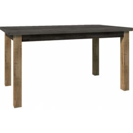 Jídelní stůl, rozkládací, dub lefkas tmavý/smooth šedý, 160-203x90 cm, MONTANA STW Mdum