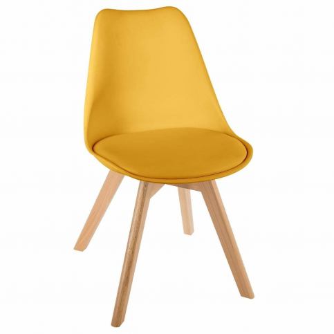 Atmosphera Sluníčkově žlutá polstrovaná jídelní židle s pohodlným sedákem - EMAKO.CZ s.r.o.
