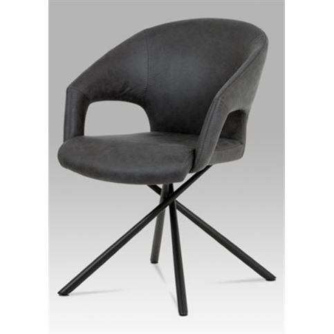 Jídelní židle HC-784 GREY3 (šedá látka, matný černý kov) - Rafni