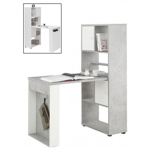 Designový psací stůl pro studenty i do kanceláře - šedý s bílými detaily - Nábytek aldo - NE