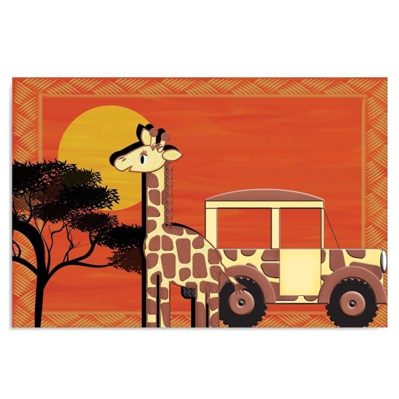 Obraz CARO - Giraffe And Car 40x30 cm - GLIX DECO s.r.o.