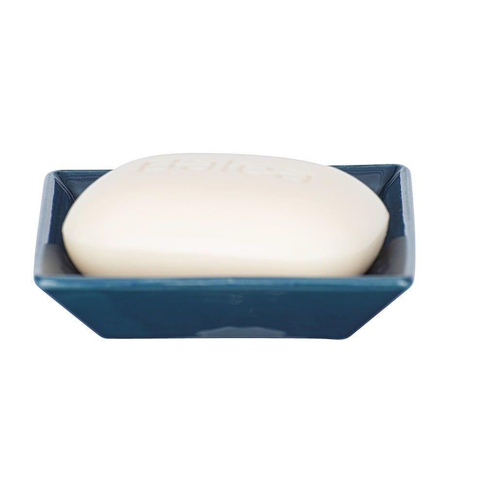 Miska na mýdlo, modrá s rustikálním vzorem, keramická, 10,5 x 10,5 x 2,5 cm, WENKO - Bonami.cz