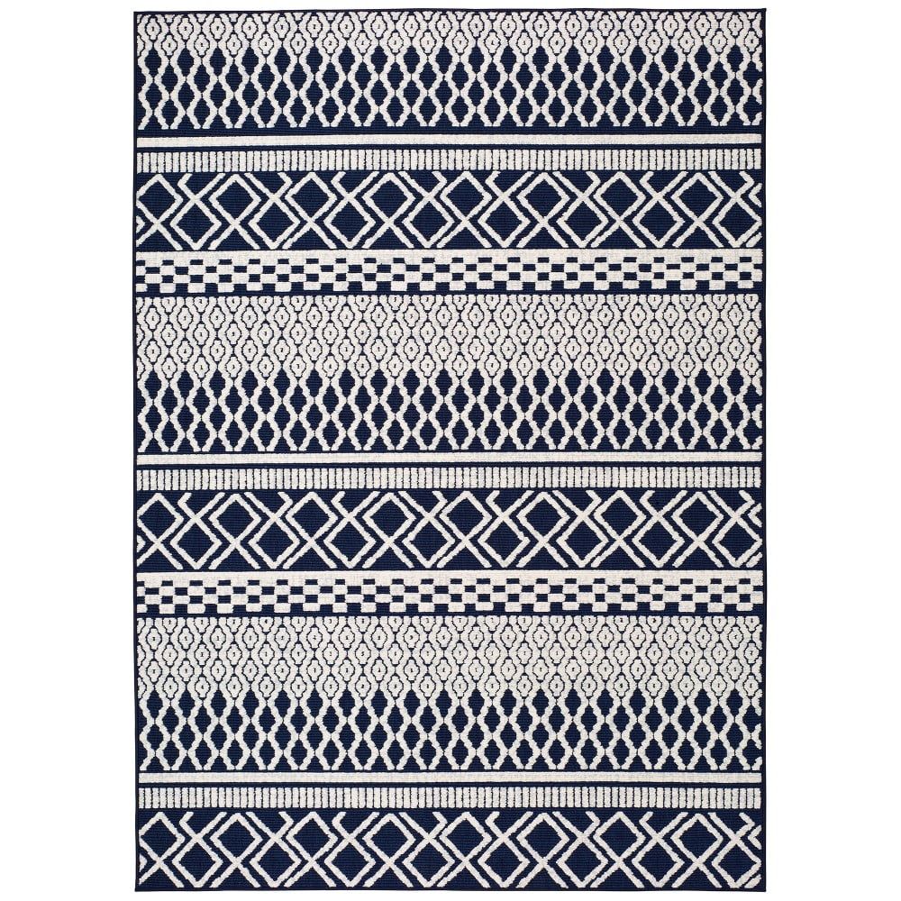 Modro-bílý venkovní koberec Universal Cannes ZigZag, 150 x 80 cm - Bonami.cz