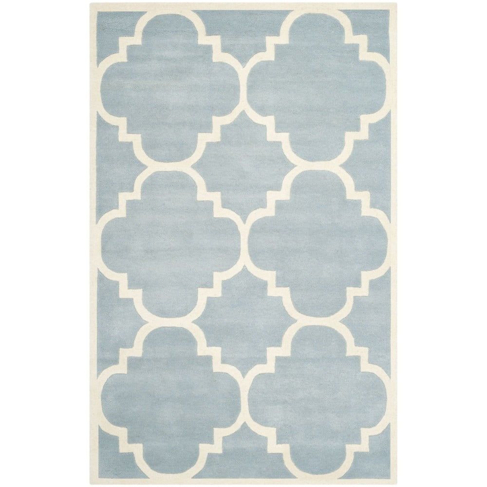 Světle modrý vlněný koberec Safavieh Greenwich, 243 x 152 cm - Bonami.cz