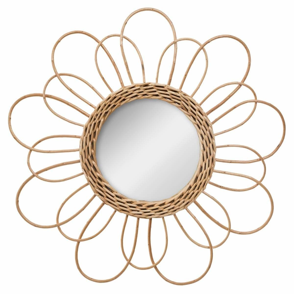 DekorStyle Proutěné zrcadlo Květ 38 cm hnědý - EDAXO.CZ s.r.o.