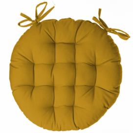 Atmosphera Kulatý sedací polštář s šňůrkami, barva žlutá, průměr 40 cm