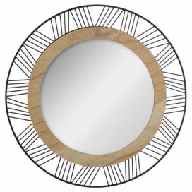 Atmosphera Kulaté zrcadlo určené k zavěšení je vybaveno dekoračním rámečkem ze dřeva a kovu
