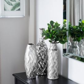 Terakotová dekorativní váza 33 cm stříbrná ARPAD