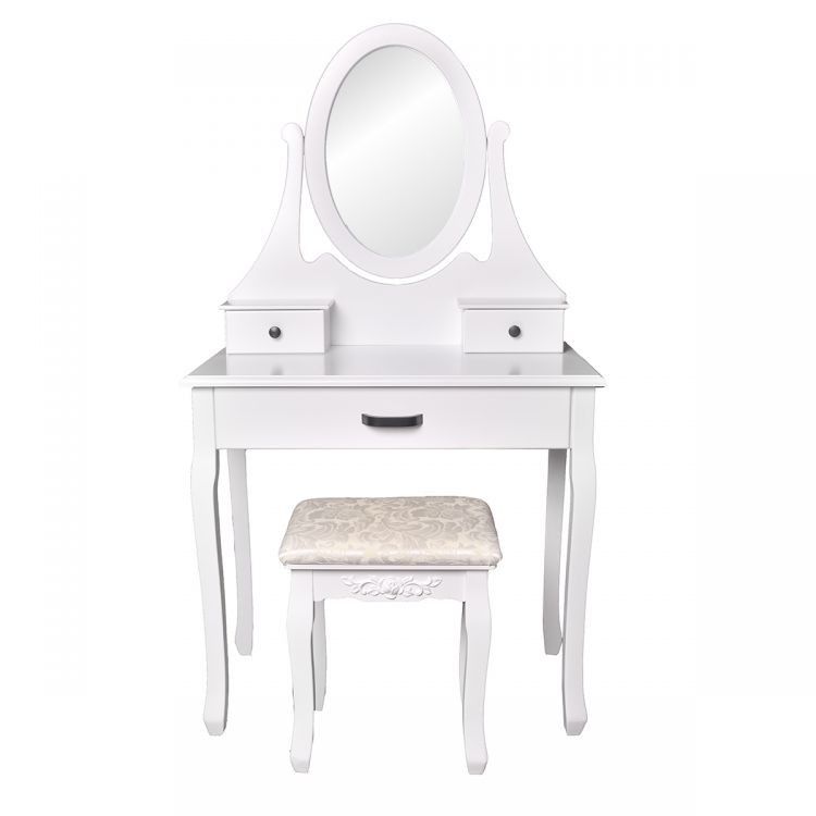 MODERNHOME Toaletní kosmetický stolek se zrcadlem + taburetem Lucy - Houseland.cz