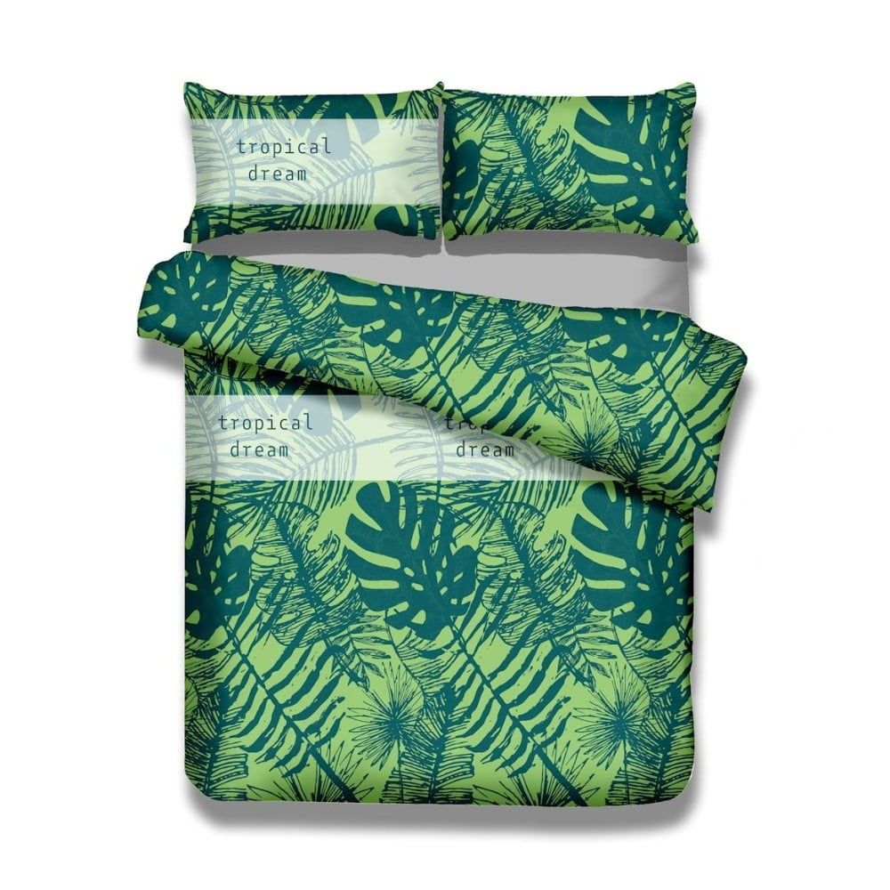 Povlečení z bavlny AmeliaHome Tropical Dream zelené, velikost 135x200*2+80x80*2 - Bonami.cz