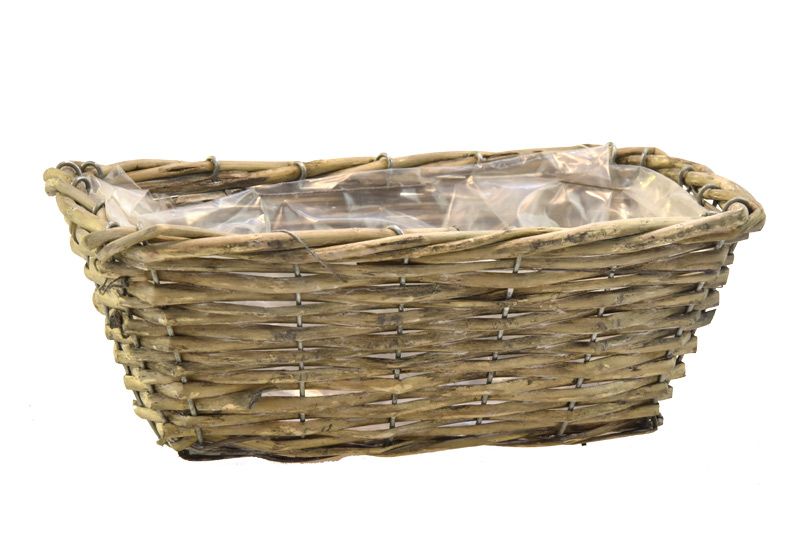 Vingo Hranatý šedý truhlík (košíček) z proutí Rozměry (cm): rozměry (cm);26x16, v. 10 - Vingo