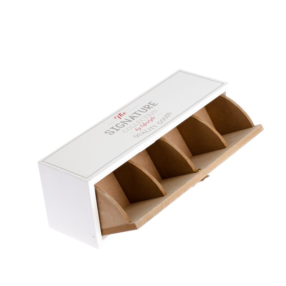 Bílá devěná krabička na čaj se 3 přihrádkami Dakls, 30 x 10,5 cm - Bonami.cz