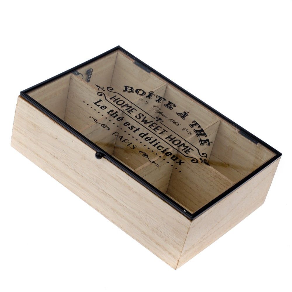 Dřevěná krabička na čaj se 6 přihrádkami Dakls Hannah, 24 x 16 cm - Bonami.cz