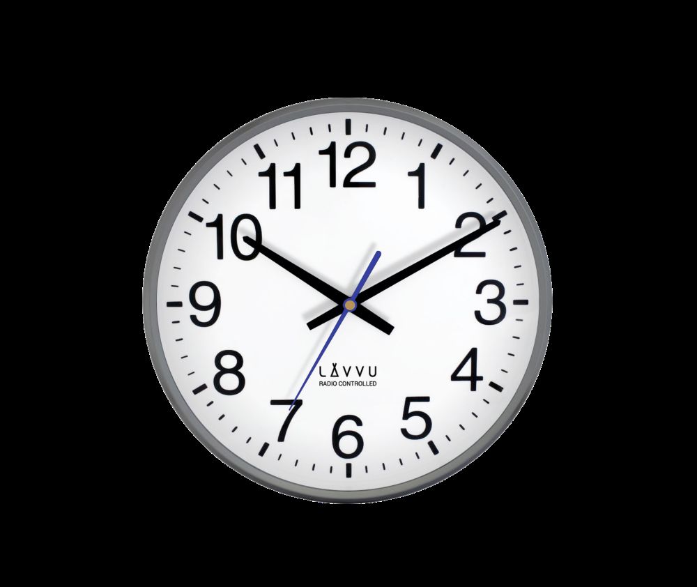 Šedé metalické hodiny LAVVU FACTORY Metallic Grey řízené rádiovým signálem - TELU