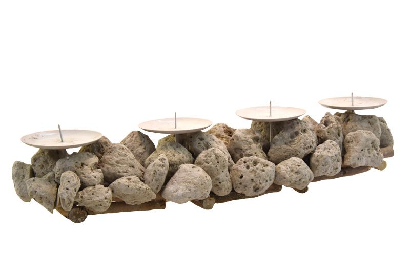 Vingo Svícen s kameny na 4 svíčky - 42 x 13 cm - Vingo