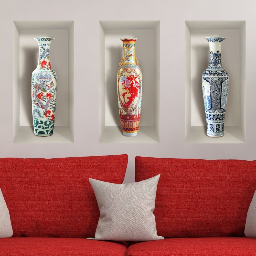 Sada 3 3D samolepek na zeď Ambiance Ceramic Vases - Bonami.cz