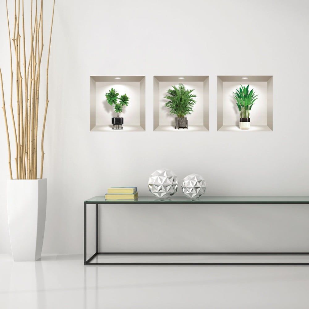 Sada 3 3D samolepek na zeď Ambiance Indoor Plants - Bonami.cz