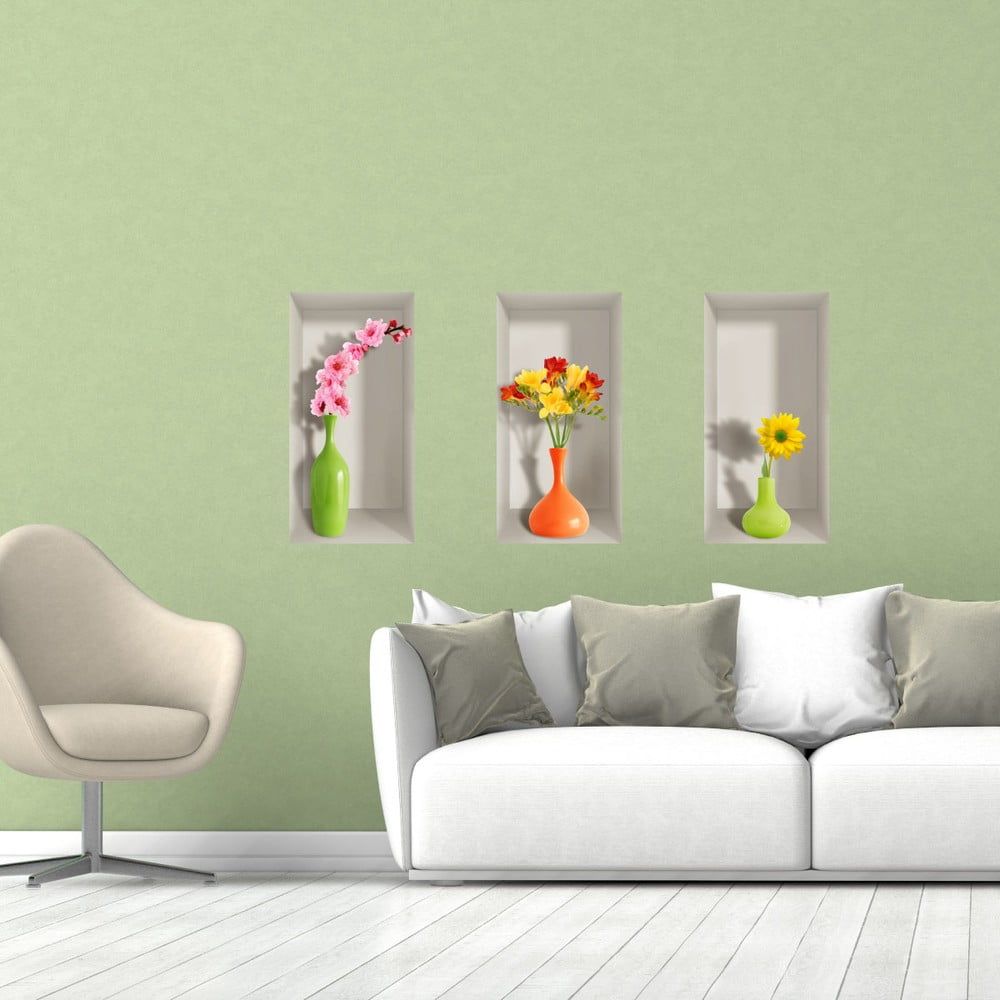 Sada 3 3D samolepek na zeď Ambiance Spring Flowers - Bonami.cz