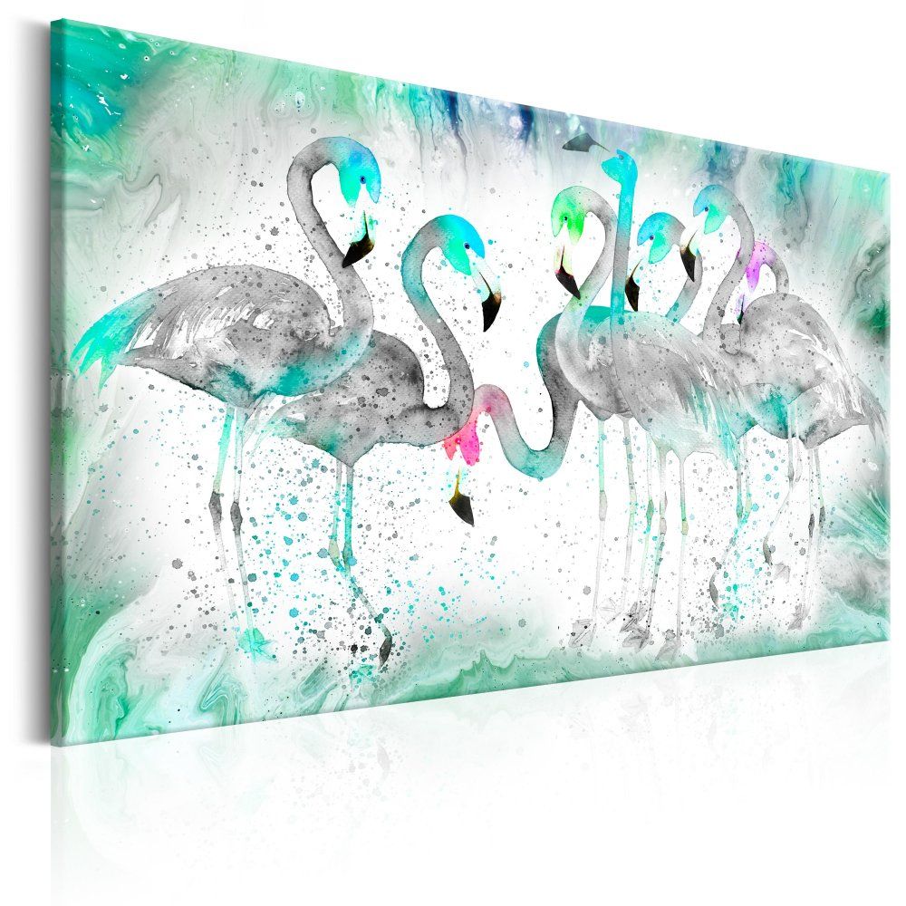 Obraz na plátně Bimago - Turquoise Flamingoes 90x60 cm - GLIX DECO s.r.o.
