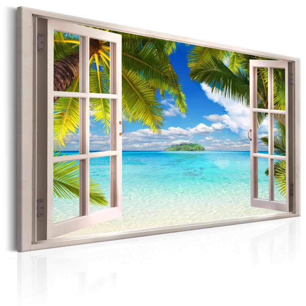 Obraz na plátně Bimago - Window: Sea View 90x60 cm - GLIX DECO s.r.o.