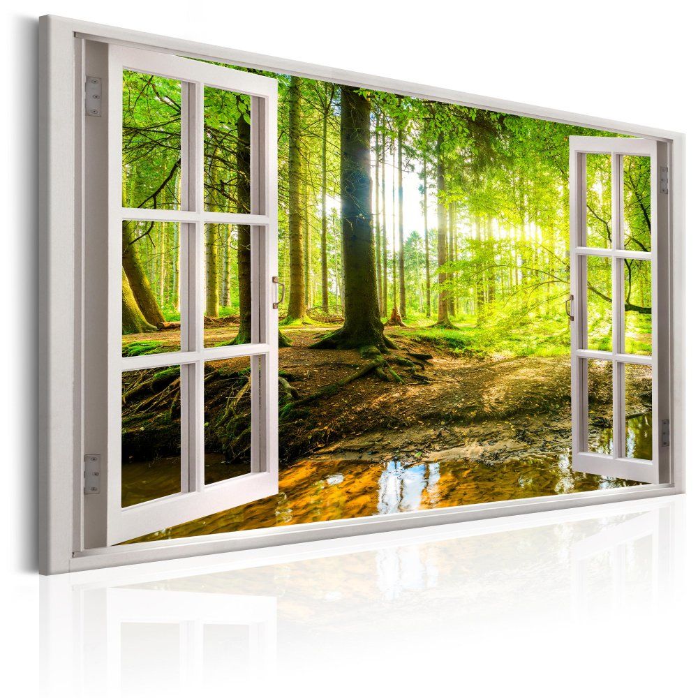Obraz na plátně Bimago - Window: View on Forest 90x60 cm - GLIX DECO s.r.o.