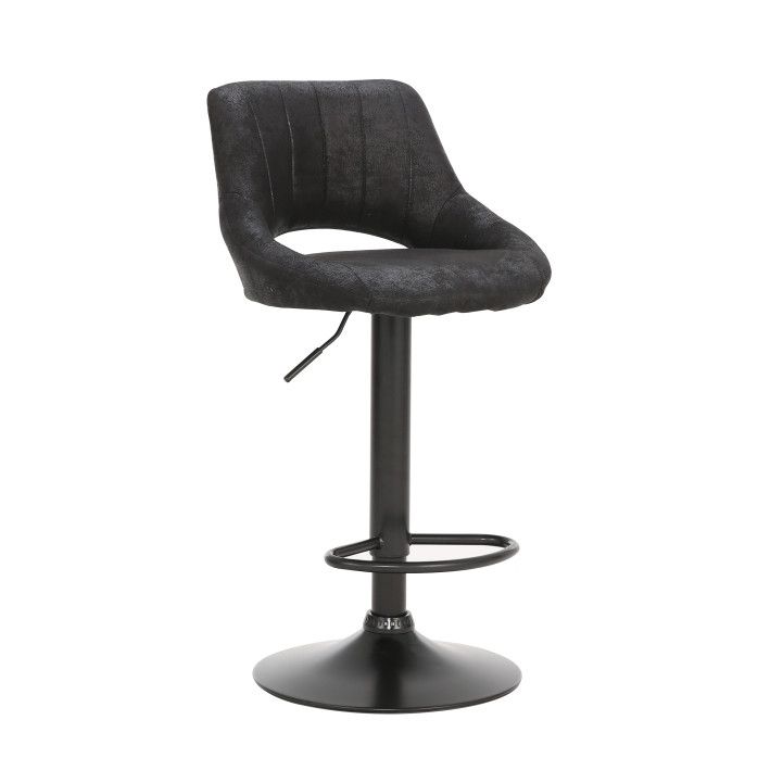 Tempo Kondela Barová židle LORASA - černá látka s efektem broušené kůže - ATAN Nábytek