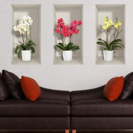 Sada 3 3D samolepek na zeď Ambiance Orchids