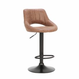 Tempo Kondela Barová židle LORASA - hnědá látka s efektem broušené kůže