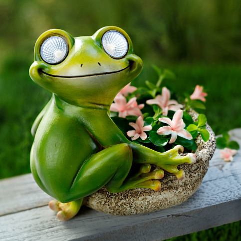 Solární žába s květináčem - Velký Košík