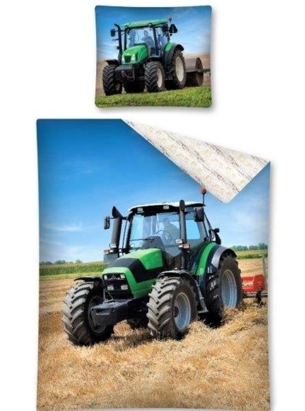 Povlečení bavlna fototisk Traktor zelený 140x200+70x80 cm  - POVLECENI-OBCHOD.CZ