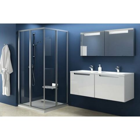 Atypické sprchové dveře SRV2 šíře 89 a výšky 185, bílý profil čiré sklo - Siko - koupelny - kuchyně